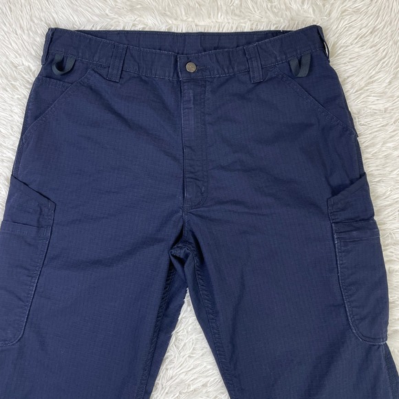 Carhartt Pants Mens 38xx32 Blue UAL Broxton Cargo Pant Loose Fit Ripstop Stretch - Picture 2 of 12